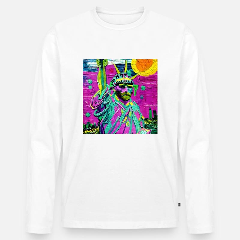 Van Gogh Freiheitsstatue - Männer Premium Bio Langarmshirt - Weiß