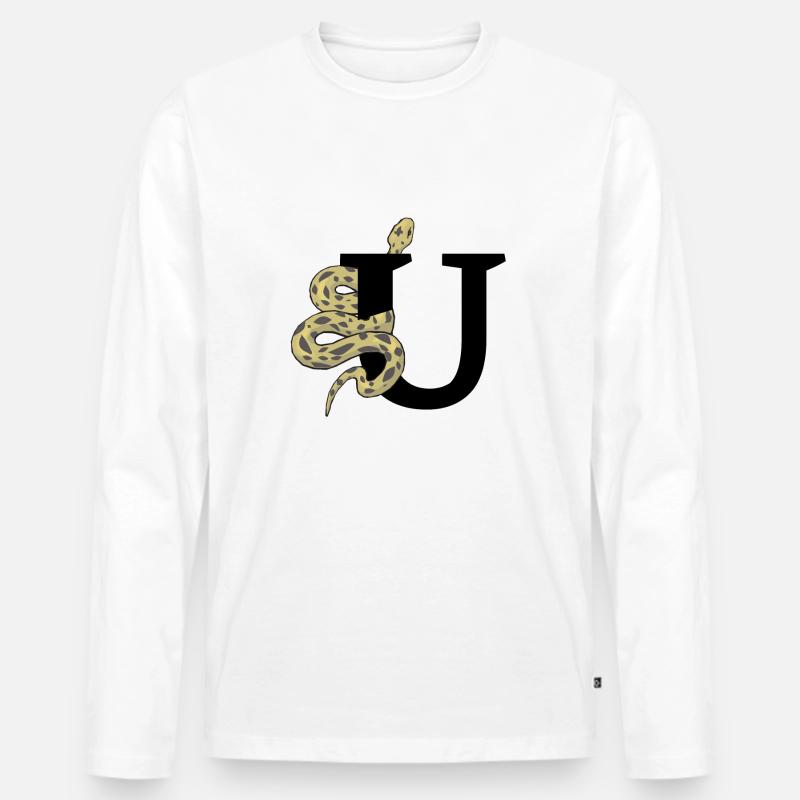 Buchstabe u Schlange - Männer Premium Bio Langarmshirt - Weiß