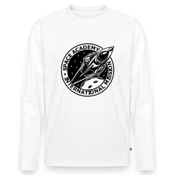 Space Academy International Vintage - Männer Premium Bio Langarmshirt - Weiß - Vorne - Nico (187cm)