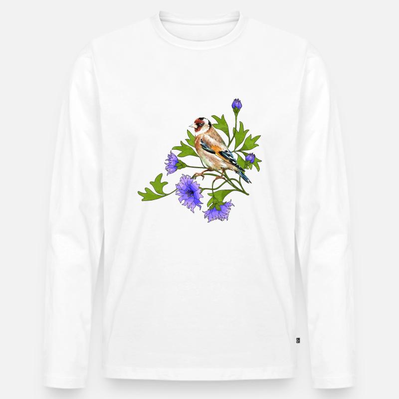 Bunter Vogel - Männer Premium Bio Langarmshirt - Weiß