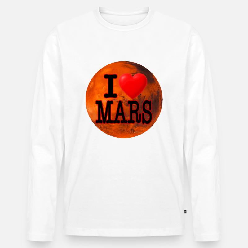 Ich liebe den Mars - Männer Premium Bio Langarmshirt - Weiß