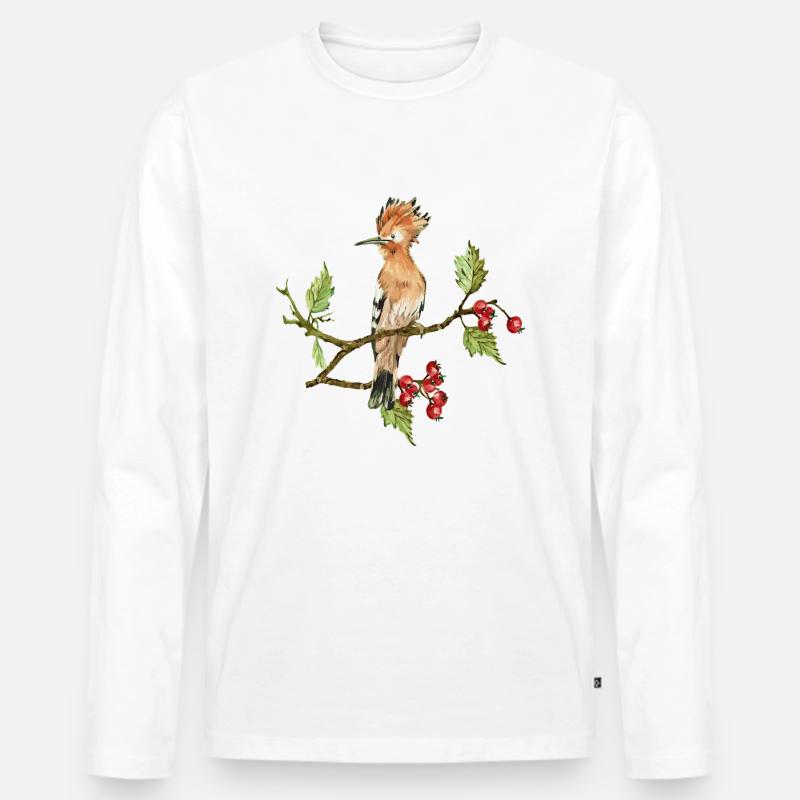 Bunter Vogel - Männer Premium Bio Langarmshirt - Weiß