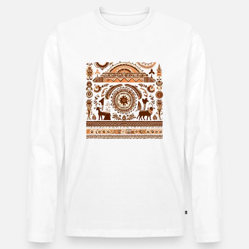 Afrikanische Folklore - Männer Premium Bio Langarmshirt - Weiß
