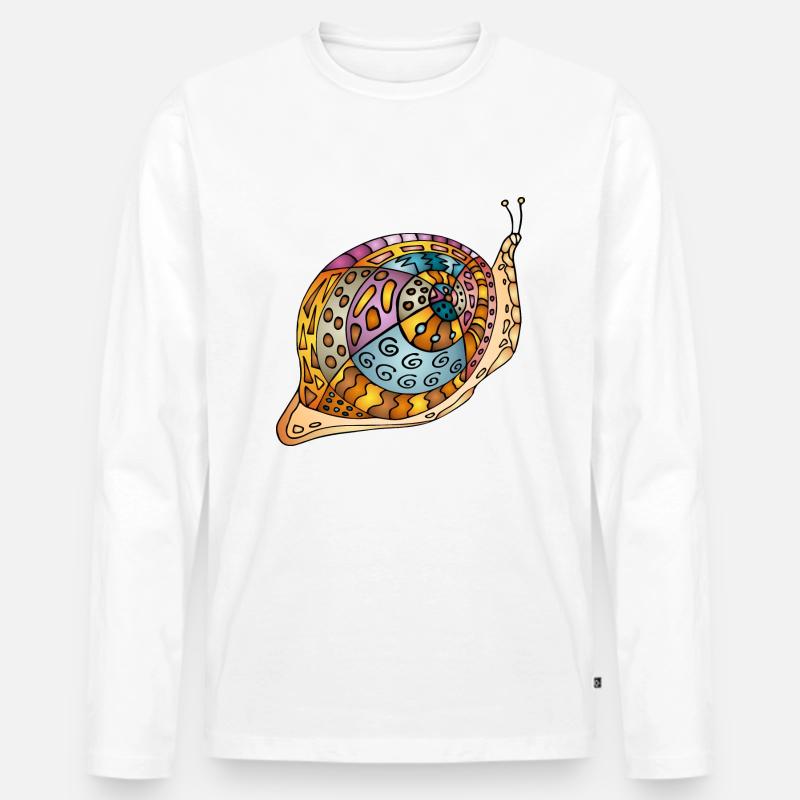 Schnecke - Männer Premium Bio Langarmshirt - Weiß