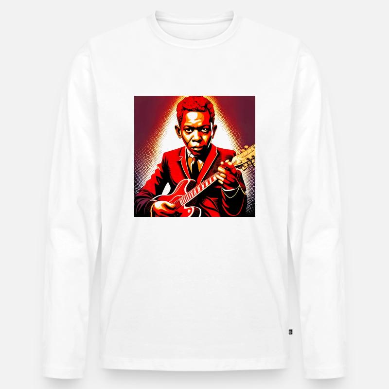 Robert Johnson, Gitarrist - Männer Premium Bio Langarmshirt - Weiß
