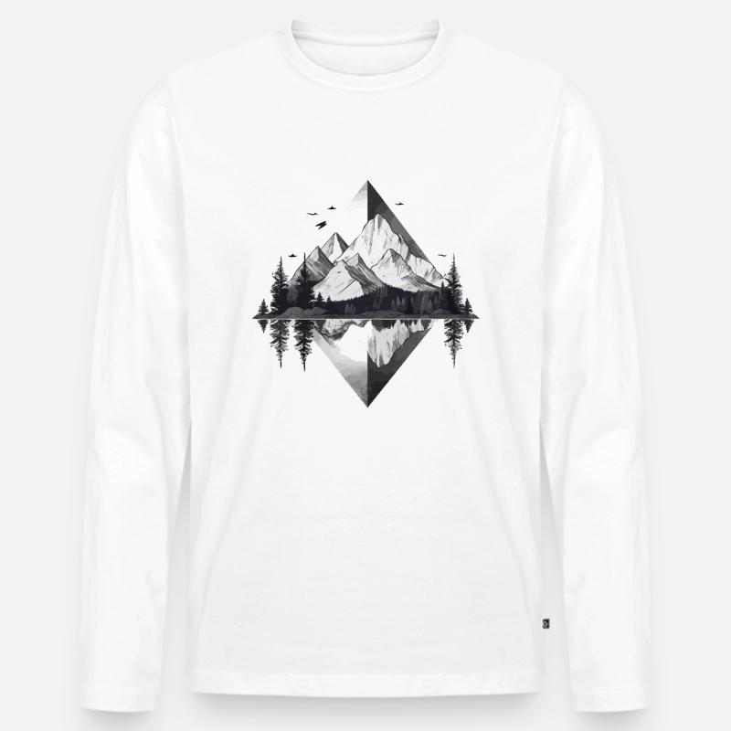 Minimalistische Berge - Männer Premium Bio Langarmshirt - Weiß