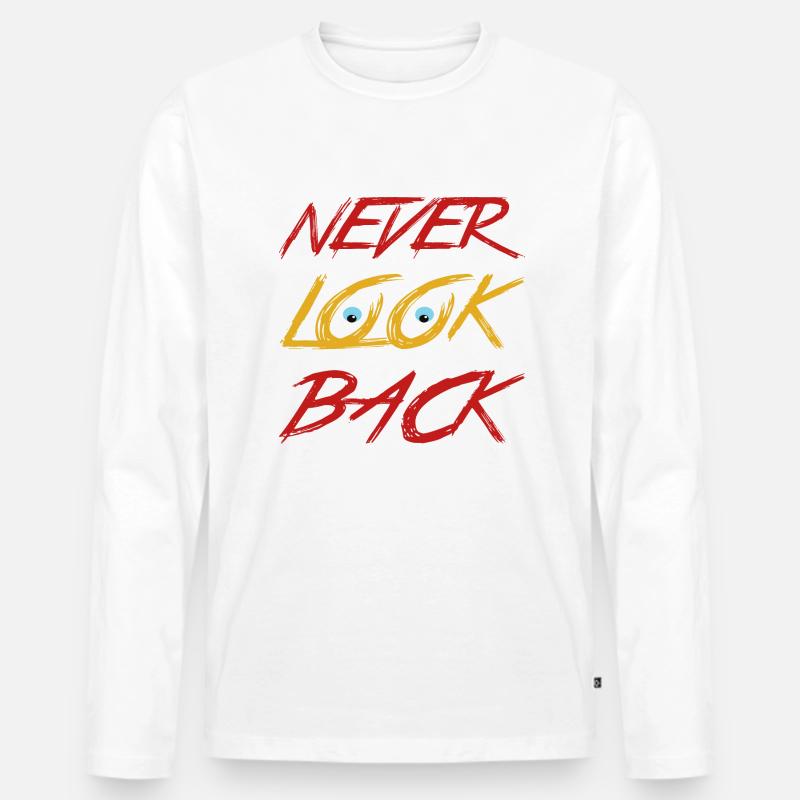Never look back - Männer Premium Bio Langarmshirt - Weiß