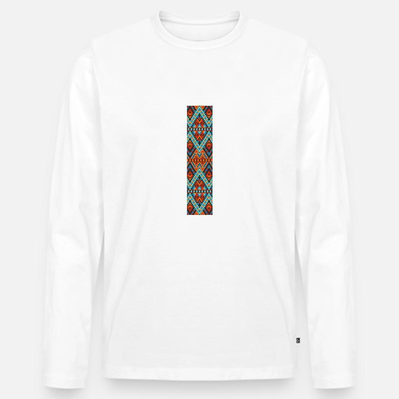 Buchstabe I- Boho-Design, buntes Monogramm - Männer Premium Bio Langarmshirt - Weiß