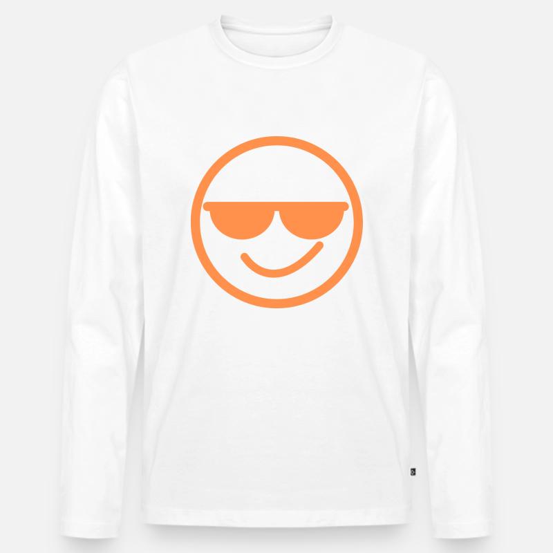 Smily cool - Männer Premium Bio Langarmshirt - Weiß