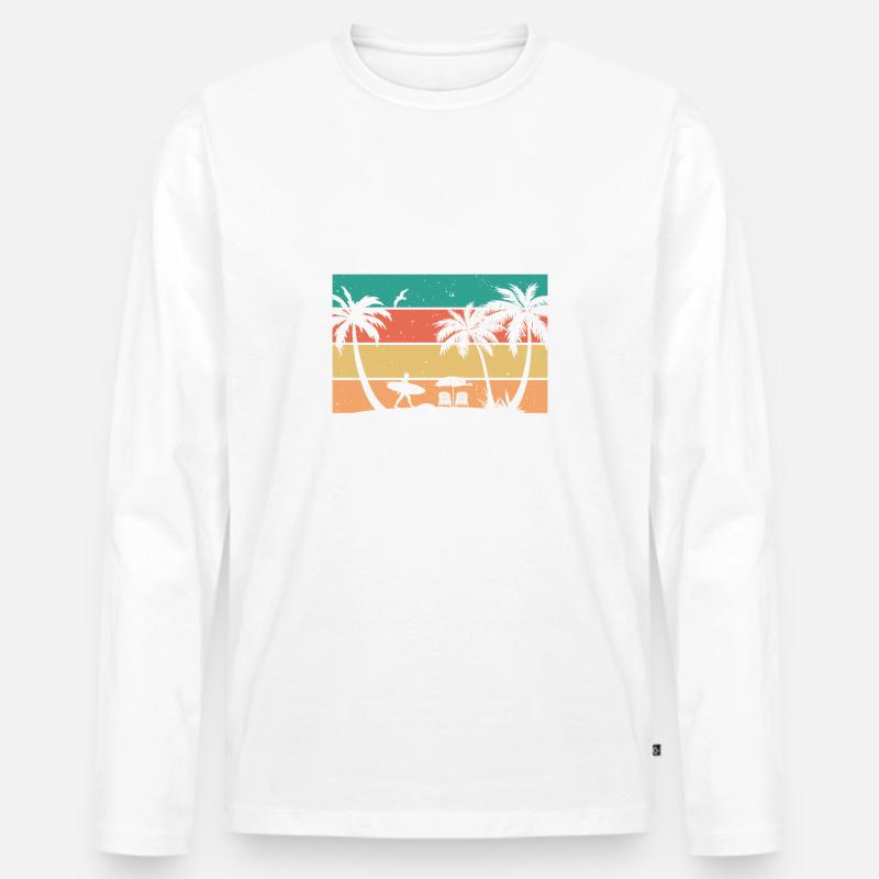 Beach Vibes - Männer Premium Bio Langarmshirt - Weiß