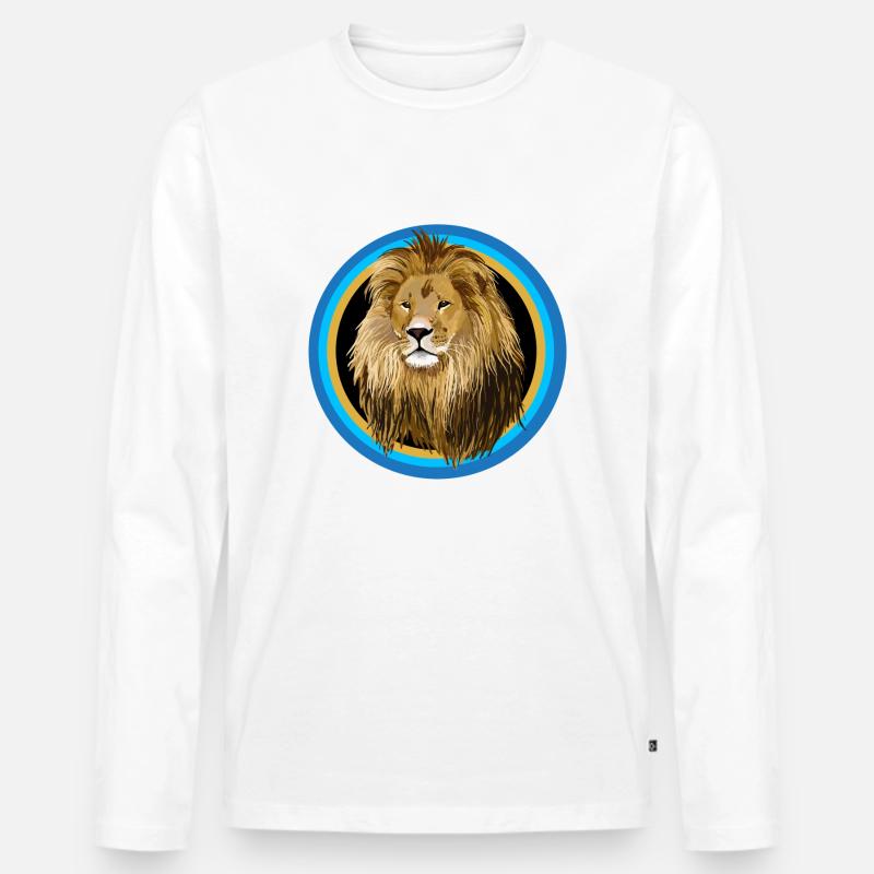 Lion - Männer Premium Bio Langarmshirt - Weiß