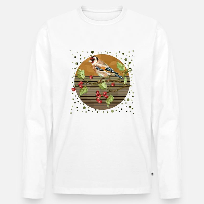 Bunter Vogel - Männer Premium Bio Langarmshirt - Weiß