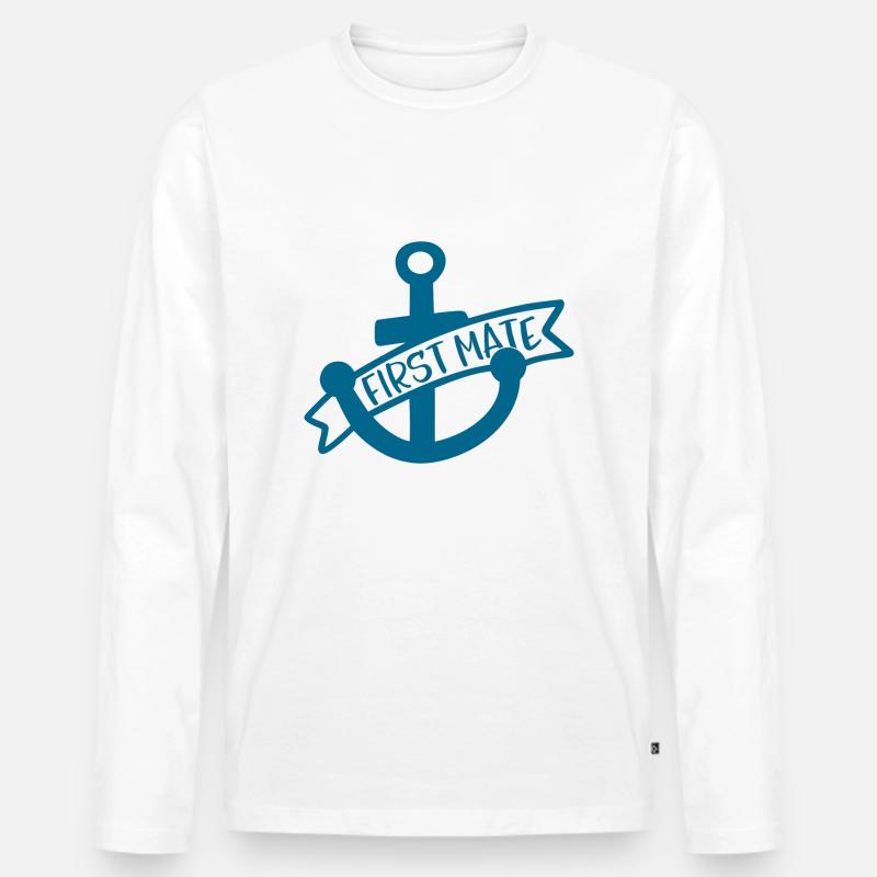 First Mate - Männer Premium Bio Langarmshirt - Weiß
