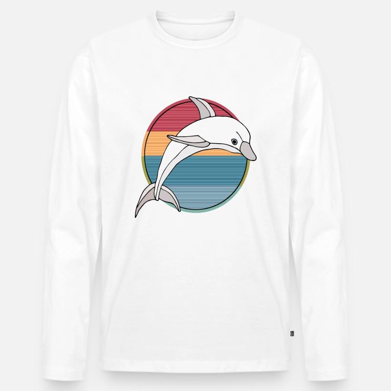 Delfin - Männer Premium Bio Langarmshirt - Weiß