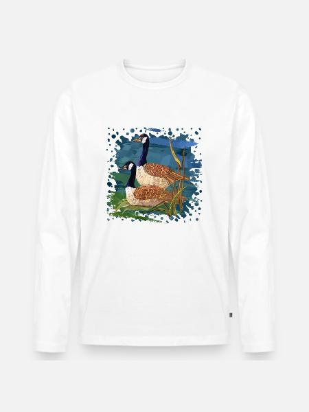 Birds - Men's Premium Organic Long Sleeve Shirt - white