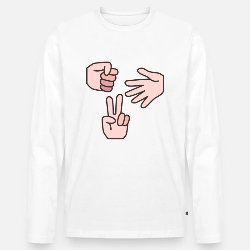 Schere Stein Papier - Männer Premium Bio Langarmshirt - Weiß