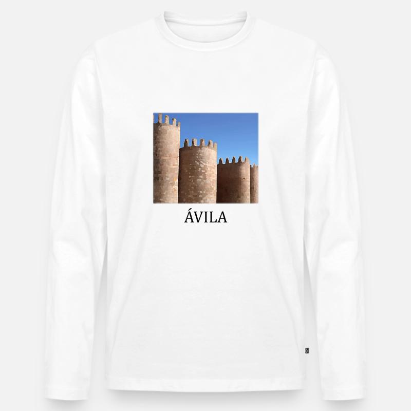 Mauer von Ávila - Männer Premium Bio Langarmshirt - Weiß