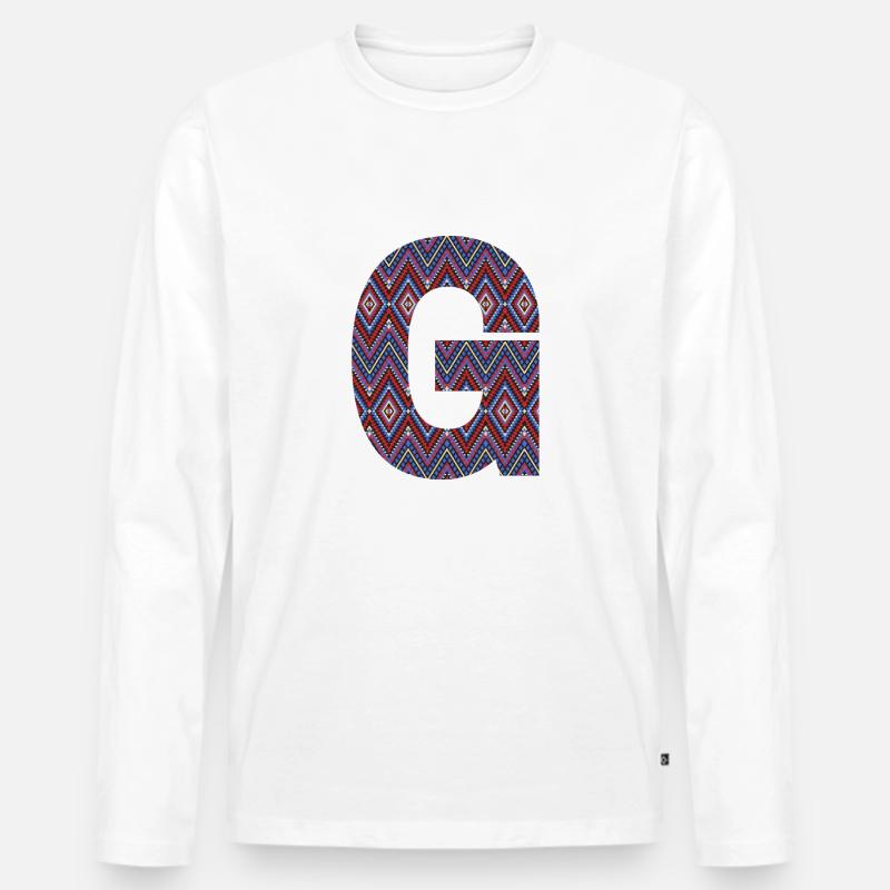 Monogramm Buchstabe G - geometrisches Muster - Männer Premium Bio Langarmshirt - Weiß