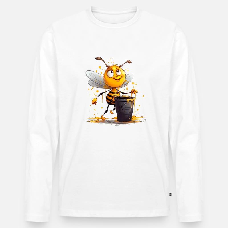 Biene hat den süßen Honigtopf entdeckt - Männer Premium Bio Langarmshirt - Weiß