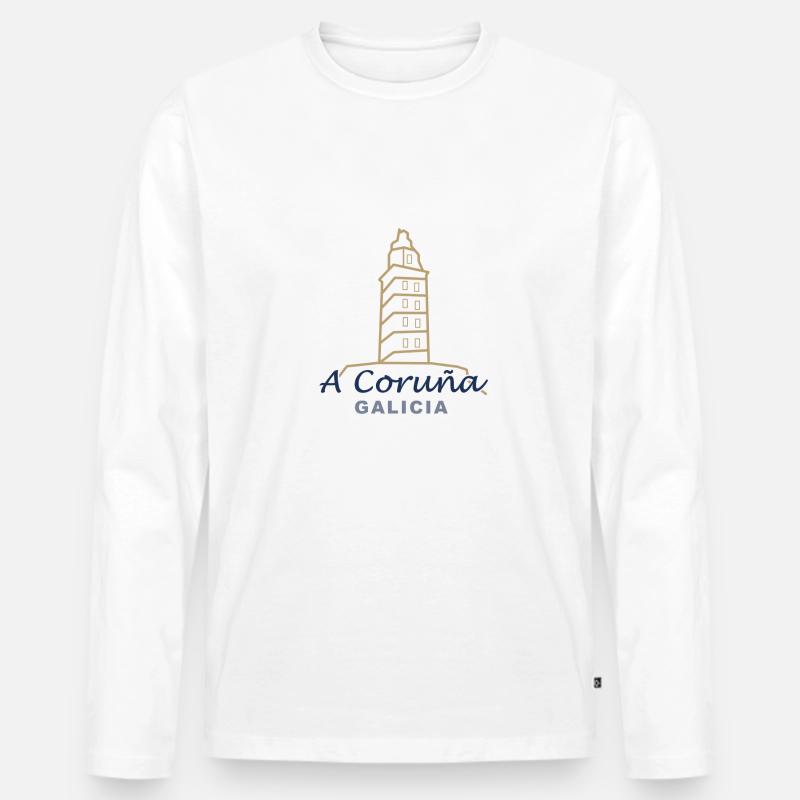 A Coruña - Männer Premium Bio Langarmshirt - Weiß