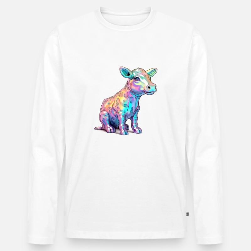Riko, das bunte Kalb - Männer Premium Bio Langarmshirt - Weiß