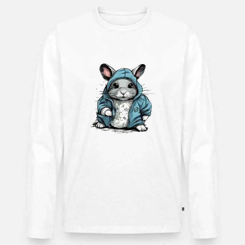 Bibi das Chinchilla - Männer Premium Bio Langarmshirt - Weiß