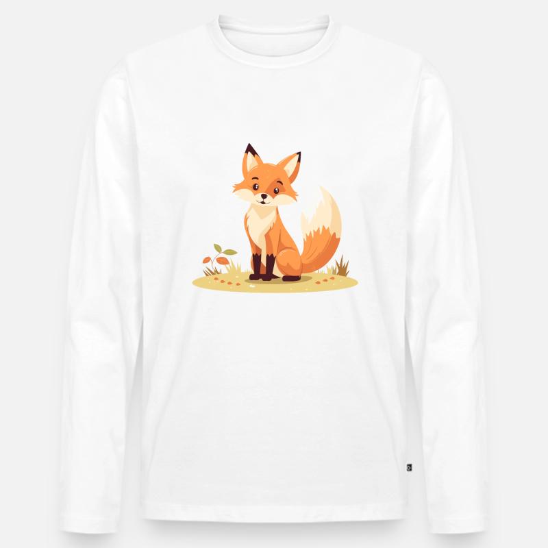 Junger Fuchs Clipart Rotfuchs - Männer Premium Bio Langarmshirt - Weiß