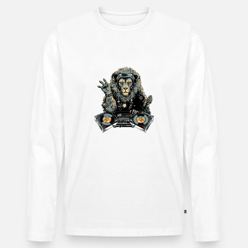 Dilo der Löwe Deejay - Männer Premium Bio Langarmshirt - Weiß