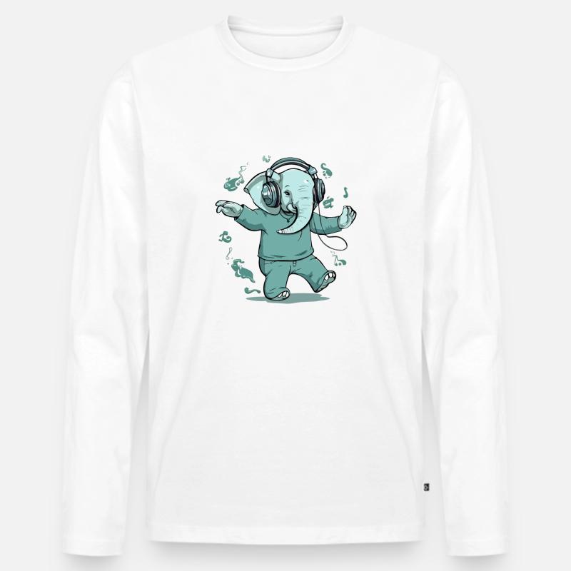 Bambo der tanzende Elefant - Männer Premium Bio Langarmshirt - Weiß