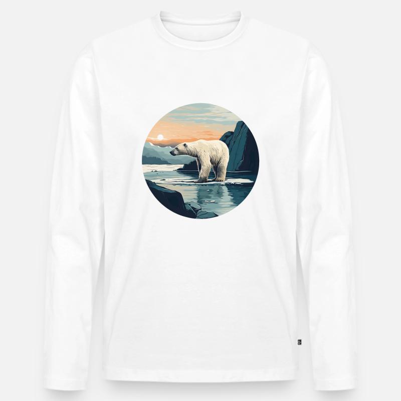 Eisbär - Männer Premium Bio Langarmshirt - Weiß