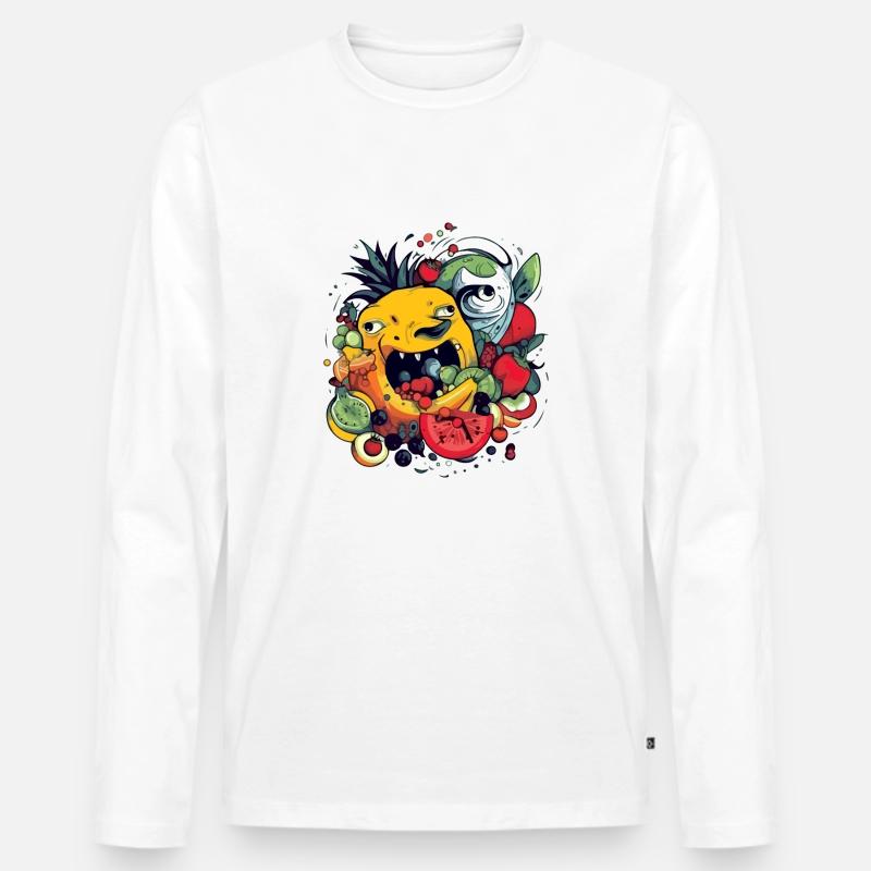 Fruchtverschlingende Ananas - Männer Premium Bio Langarmshirt - Weiß