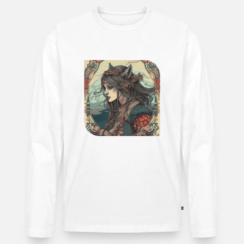 Sie Wolf Tochter - Männer Premium Bio Langarmshirt - Weiß
