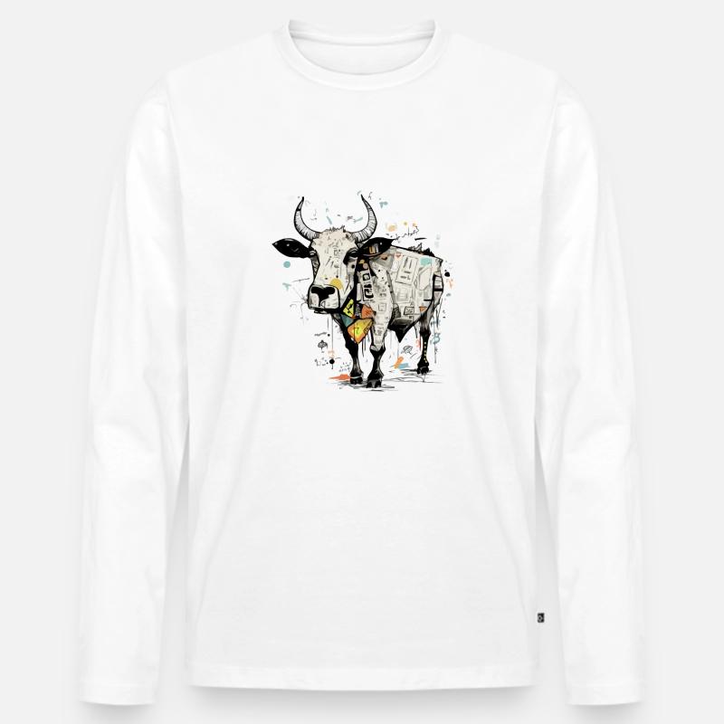 Reise mit der Kuh - Männer Premium Bio Langarmshirt - Weiß
