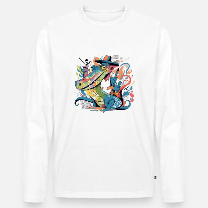 Izidi, der Alligator - Männer Premium Bio Langarmshirt - Weiß