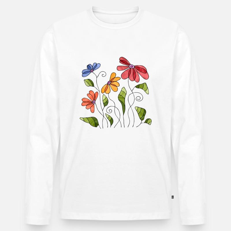 Blumen - Männer Premium Bio Langarmshirt - Weiß