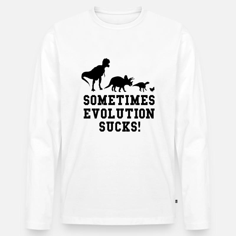 Lehrer Evolution Ironie lustiger Spruch Humorvoll - Männer Premium Bio Langarmshirt - Weiß