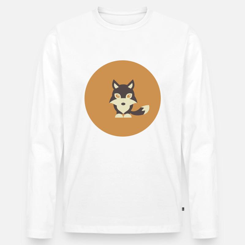 Wolf - Männer Premium Bio Langarmshirt - Weiß