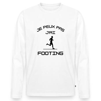J'peux pas j'ai footing - T-shirt manches longues Premium bio Homme - blanc - Devant - Nico (187cm)