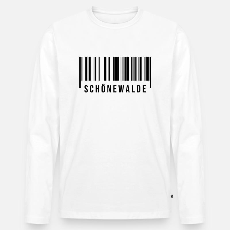 Schönewalde Strichcode - Männer Premium Bio Langarmshirt - Weiß