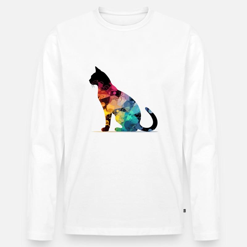 Bako die bunte Katze - Männer Premium Bio Langarmshirt - Weiß