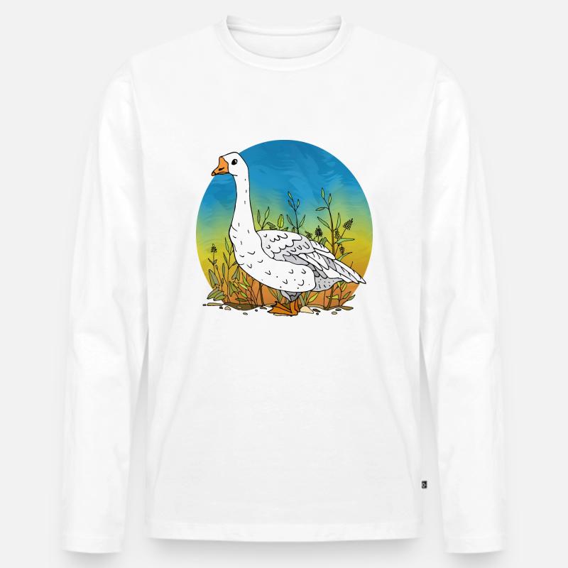 Gans - Männer Premium Bio Langarmshirt - Weiß
