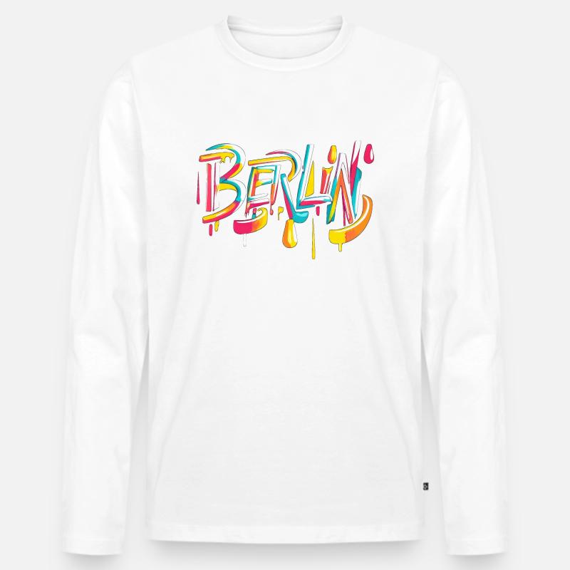 Berlin Graffiti - Männer Premium Bio Langarmshirt - Weiß