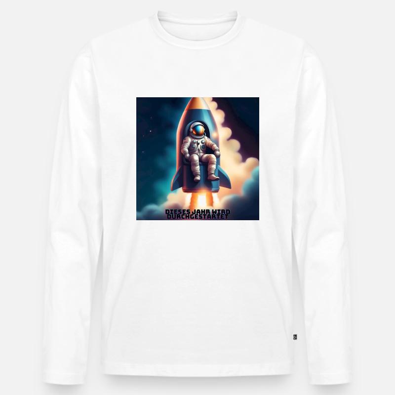 Dieses Jahr wird durchgestartet - Männer Premium Bio Langarmshirt - Weiß