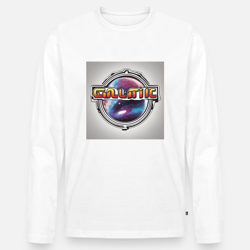 70er tshirt design galactic - Männer Premium Bio Langarmshirt - Weiß