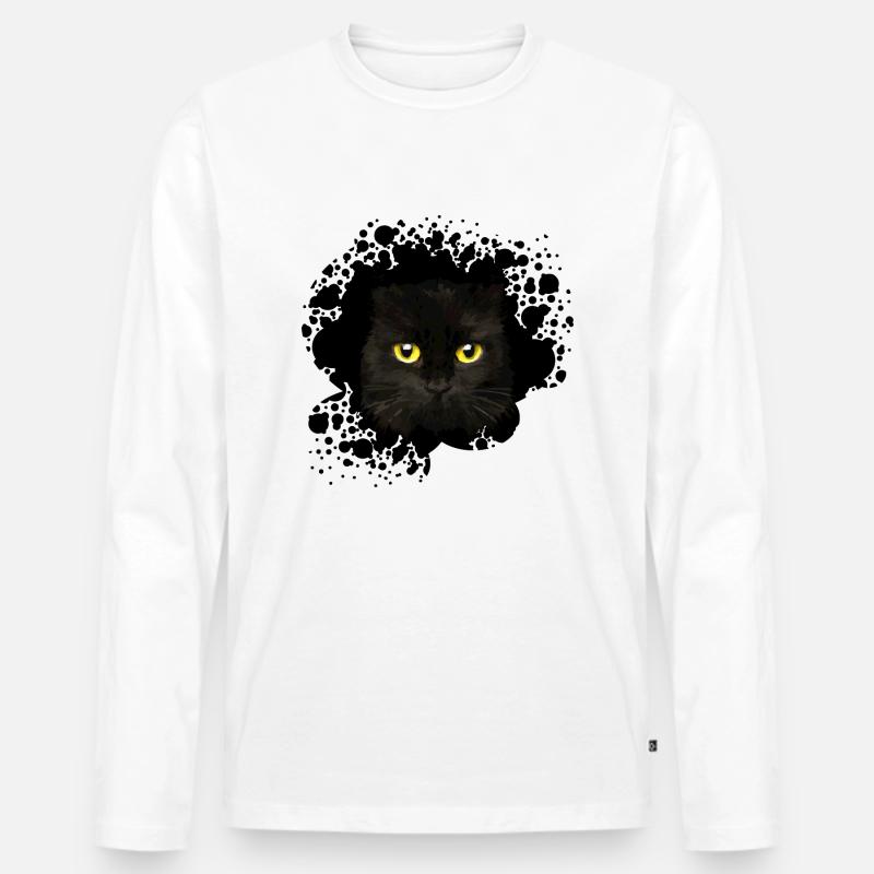 Katze - Männer Premium Bio Langarmshirt - Weiß