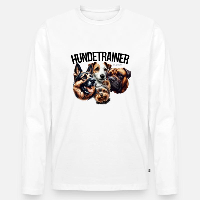 TRAINER - Männer Premium Bio Langarmshirt - Weiß