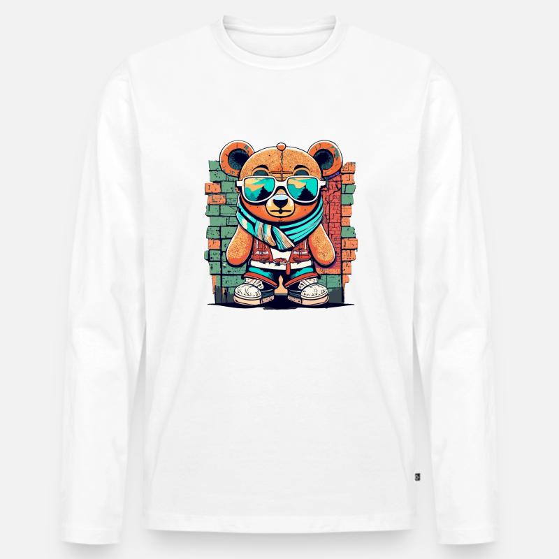 Grafitti teddy bear - Männer Premium Bio Langarmshirt - Weiß