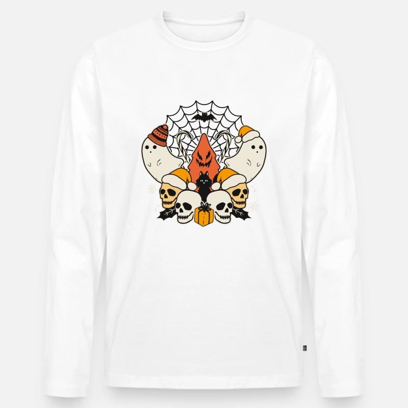 Spooky Halloween - Männer Premium Bio Langarmshirt - Weiß