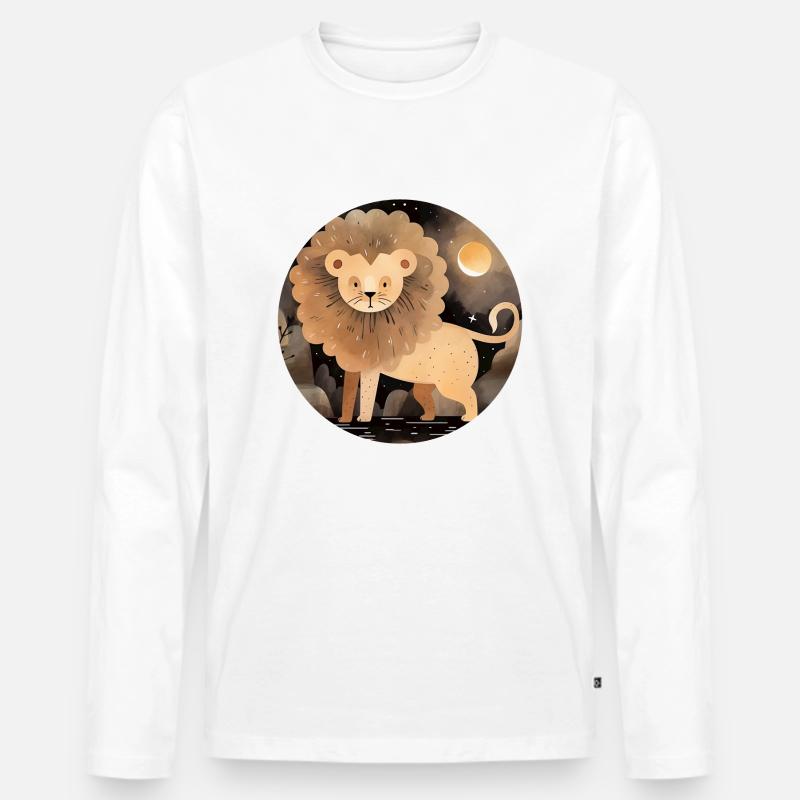 Sternzeichen Löwe - Männer Premium Bio Langarmshirt - Weiß