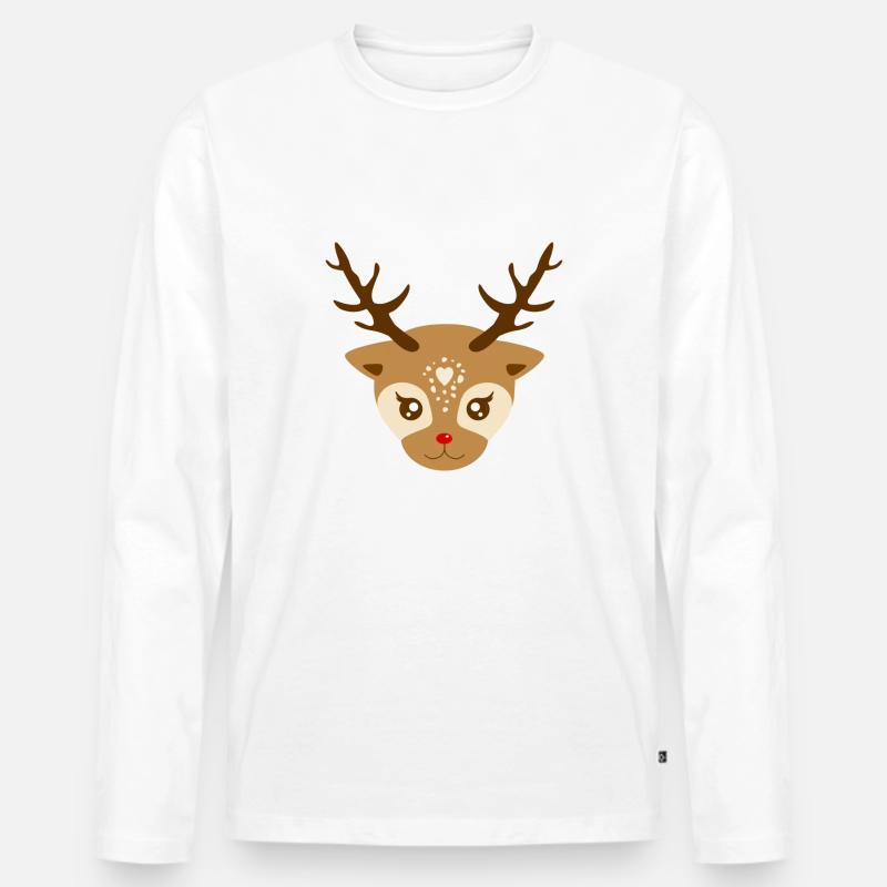 Niedliche Rentiere - Männer Premium Bio Langarmshirt - Weiß